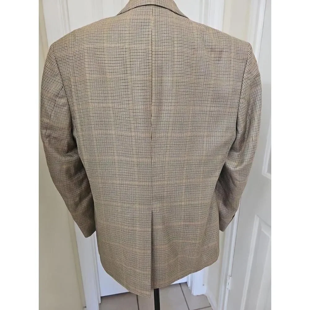 Haspel Tweed Men's Blazer 42S Wool Silk  Tan Two‎ Button Double Sport Coat